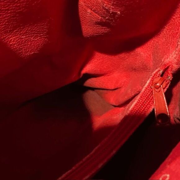 Authentic Vintage Courreges Red Suede Leather Draw String Bucket Bag Purse - Picture 15 of 16